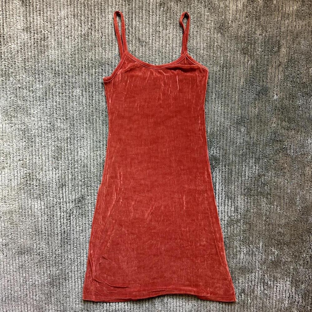 Vintage 90s Rust Orange Mesh Slip Dress – Size M